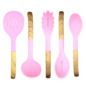 Set di 5 Utensili da Cucina Moderni in Nylon con Supporto, Logo Personalizzato, Rosa, Antiaderenti, Senza BPA, Non Tossici, Marca ODM - Product Image 5