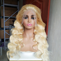Perruques blondes 613 en cheveux humains bruts, vente en gros, avec nœuds blanchis 13x4, perruque frontale HD à fermeture complète en dentelle