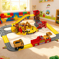 Juego de Pistas de Carreras de Coches de Slot DIY de Ingeniería Eléctrica STEM, Juguetes de Mini Camiones Volquete, Set de Juego de Vehículos de Construcción, Juguetes de Slot
