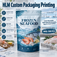 Sachet Doypack Personnalisé pour Fruits de Mer Surgelés, Qualité Alimentaire, avec Fermeture Zip, pour Stockage de Crevettes, Poisson, Saumon, Viande