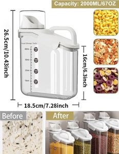 Contenedor de Almacenamiento de Alimentos a Granel de Plástico PP de 2800/1600 ml, Tanque Transparente para Granos, Dispensador de Arroz y Cereales con Anillo de Sellado de Silicona - Product Image 3