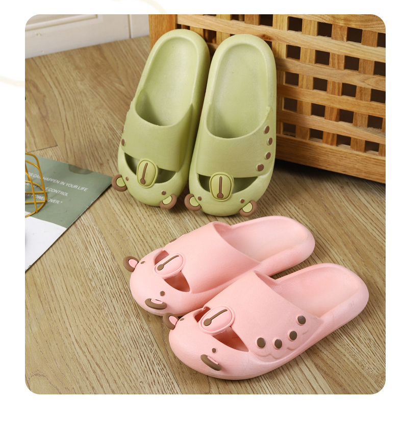 Baotou Half Slippers Women Cute Thick Soled Slides Indoor Soft Non-slip Bathroom Slippers
