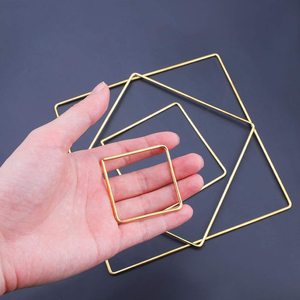 Anneaux en métal <span class=keywords><strong>attrape</strong></span>-rêves dorés, anneaux en métal <span class=keywords><strong>attrape</strong></span>-rêves carrés et triangulaires, anneaux en macramé pour l'artisanat - Product Image 4