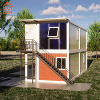 40ft mudah dirakit Prefab bingkai baja paket datar rumah kontainer Modular 2 cerita rumah prefabrikasi ruang tamu apartemen