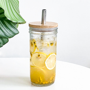Popular 100mL 200ml 250ml 300ml 330ml 400ml 730ml Cilindro transparente beveage Frascos <span class=keywords><strong>de</strong></span> vidrio con tapa y pajita - Product Image 2