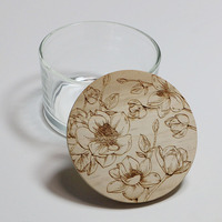 Nouveaux pots à épices en verre avec couvercle en bois ou en liège pour bougies, diamètres 5, 10, 20, 30, 40, 50, 60, 70 mm, personnalisables