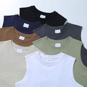 Canottiera da uomo in cotone semplice canottiera in maglia pesante 245gsm canotta da ginnastica - Product Image 4