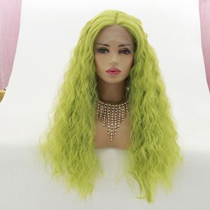 วิกผมสังเคราะห์ lindal Green วิกผมลอนยาว24นิ้ว<span class=keywords><strong>สี</strong></span><span class=keywords><strong>เขียว</strong></span>สดใสวิก<span class=keywords><strong>ผม</strong></span>เส้นใยทนความร้อน - Product Image 1