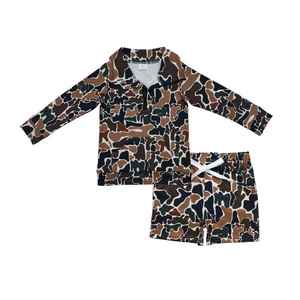 RTS caza camuflaje estampado niños pulóver cremallera camisa pantalones cortos 2 piezas trajes ropa para niños al por mayor conjunto de ropa para niños - Product Image 5