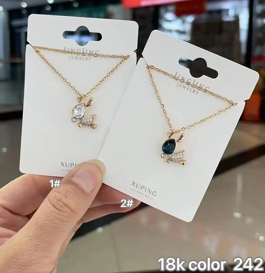 Xuping jingjing perhiasan mewah kalung Platinum dengan jimat liontin berlapis rodium kristal Australia kalung angsa