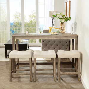 Ensemble <span class=keywords><strong>de</strong></span> table <span class=keywords><strong>de</strong></span> <span class=keywords><strong>bar</strong></span> 4 pièces avec prise <span class=keywords><strong>de</strong></span> courant Ensemble <span class=keywords><strong>de</strong></span> table <span class=keywords><strong>de</strong></span> <span class=keywords><strong>bar</strong></span> avec 3 tabourets rembourrés pour le salon et le jeu <span class=keywords><strong>de</strong></span> salle à manger - Product Image 2