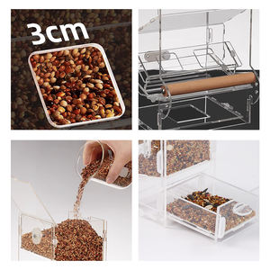 Dispenser Pakan Burung Beo Akrilik Minimalis Transparan Otomatis Gantung untuk Kandang Burung Ukuran <span class=keywords><strong>M</strong></span>/L/XL - Product Image 5