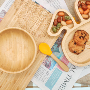 Cuenco de madera de bambú ecológico para bebé, plato con estampado personalizado, forma de Animal Natural, cuadrado, plato de bambú para comida de frutas para niños - Product Image 4