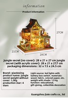 Kit de puzzle 3D en bois DIY, modèle de maison d'art 'Régale de la Jungle' 28x21x27cm, jouet cadeau
