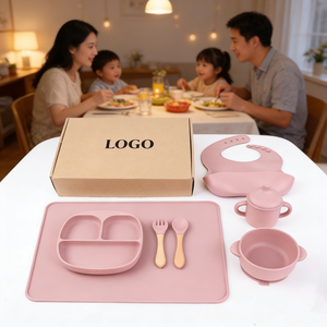 ชุดจานอาหารเด็กเกรดอาหาร 100% พร้อมโลโก้สั่งทำ สำหรับ<span class=keywords><strong>เด็ก</strong></span> กำลังเป็นที่นิยมในปี 2026 ผลิตภัณฑ์สำหรับเด็กทารกที่กำลังจะมาแรง - Product Image 1