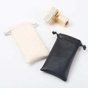 <b>Custom</b> Emboss Logo Leather Gift Jewelry <b>Lipstick</b> Pouch Drawstring Sunglasses Leather Bag - Product Image 2