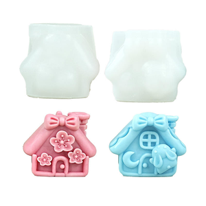 Molde de silicona 3D para adornos de yeso con forma de <span class=keywords><strong>casa</strong></span> de flores, herramienta de repostería de alta resistencia, molde creativo para velas con forma de <span class=keywords><strong>casa</strong></span> de Navidad y conejo - Product Image 2