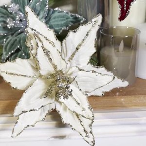 <b>Red</b> Velvet Artificial Christmas Tree Glitter Gold <b>Sequin</b> Decorative Cuttings Christmas Flower Decorations for Festive Decor - Product Image 5