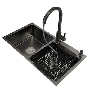 Nhà Cung cấp nhà máy handmade thép không gỉ bát đôi bồn rửa nhà bếp hiện đại thương mại undermount SUS304 75x45cm Bồn Rửa Nhà Bếp - Product Image 1