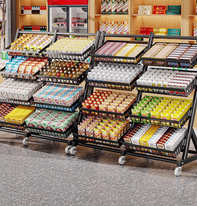 Étagère pour snacks de supermarché Panier incliné pour cuisine Présentoir à grille alimentaire multicouche Étagère à roulettes mobile - Product Image 3