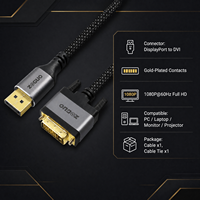 Câble adaptateur DP vers DVI 1080P Full HD plaqué or, cordon DP vers DVI avec puce IC intégrée pour PC, ordinateur portable, moniteur, projecteur