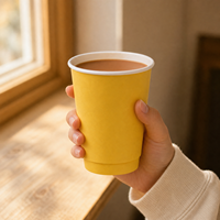 Gobelet en papier jetable jaune pour café, thé, boissons chaudes ou froides, à emporter, pour café, jus, lait, thé, fête, service de restauration