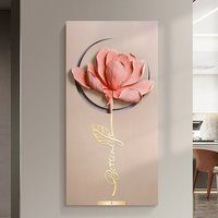 Peinture décorative intérieure moderne de luxe magnolia avec éclairage LED avancé, version verticale, peinture suspendue tridimensionnelle