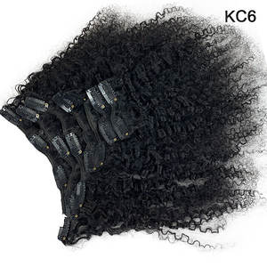 Extension per Capelli Umani Afro Kinky Curly 4A 4B all'Ingrosso, Clip-in Brasiliani Afro 7 Pezzi per <span class=keywords><strong>Set</strong></span> - Product Image 5