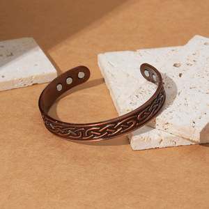<b>Copper</b> Alloy Fashion Cuff <b>Bracelet</b> Bronze Color Magnetic Open Design Unisex Jewelry - Product Image 3