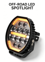 Phare de travail LED rond tout-terrain de 7 pouces avec DRL 90W 12V-30V, lumière de conduite LED stroboscopique ambre pour 4x4, SUV, VTT, UTV, camionnette