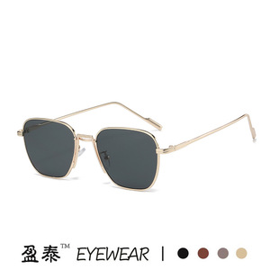 Yingtai Eyewear Metal <b>Square</b> <b>Sunglasses</b> Gold Frame UV400 Protection Unisex Fashion Style - Product Image 2