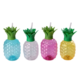 Vasos de plástico para beber en frío de verano para fiesta de gran capacidad de 500ml, bonito diseño de fruta, taza en forma de piña de <span class=keywords><strong>fresa</strong></span> <span class=keywords><strong>con</strong></span> pajita - Product Image 6