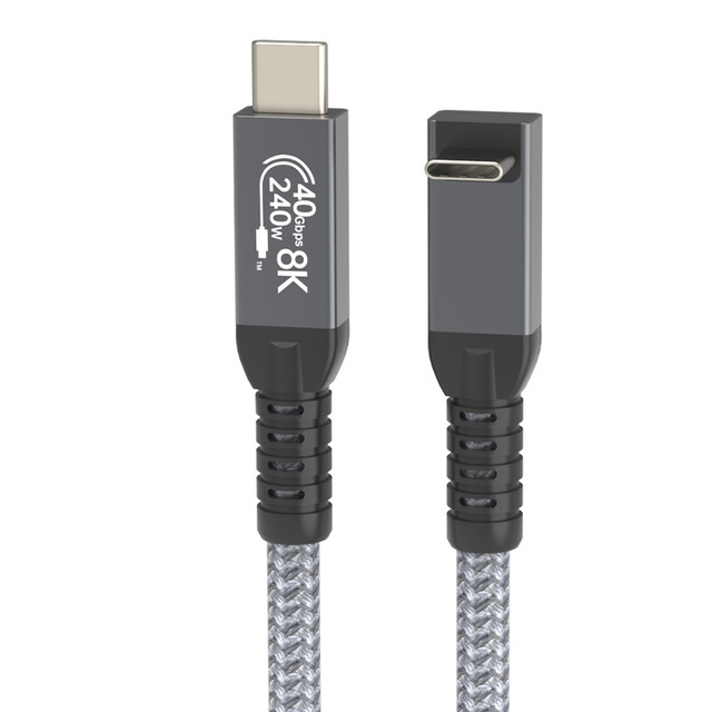 USB4 Type C Ellbow Data Cable Thunderbolt 4 240W Fast Charging 40G 8K Video Cable