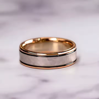 Bague romantique unisexe trois pièces plaquée or rose, avec pierres de laboratoire, design séparé brillant, certifiée par un tiers, style européen et américain