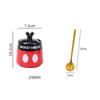 Ensemble de pots à épices en céramique Mickey avec plateau à cuillères, récipient à assaisonnements de dessin animé, pot à sel, sucre, condiments, boîte de rangement de cuisine, boîte cadeau