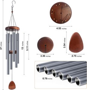 37-inch blue-gray aluminum garden wind chimes, classical music festival gifts, outdoor and indoor decorations - Product Image 1