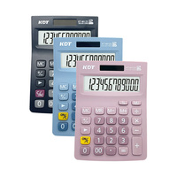Calculatrice de bureau électronique bleu rose à 12 chiffres de conception chaude grandes clés en plastique double fonctionnement à énergie solaire à usage général