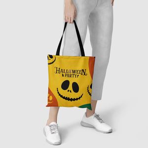 DLBZ Eco-friendly Reusable High Quality Scary Face Halloween Style Customized Rope Canvas <b>Tote</b> <b>Bag</b> for Travel - Product Image 4
