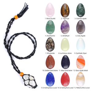 <span class=keywords><strong>Collier</strong></span> en <span class=keywords><strong>maille</strong></span> de pierre ajustable fait à la main, pendentif en cristal en forme de larme, bijoux bohèmes pour femmes - Product Image 3
