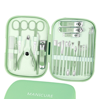 Ensemble de manucure et pédicure en acier inoxydable, 23 pièces, coupe-ongles, pince à cuticules, kit de toilettage avec étui de voyage luxueux
