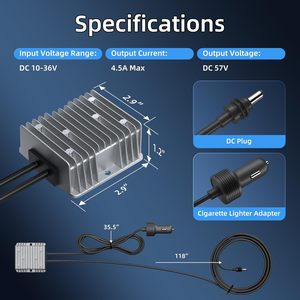 Adaptateur allume-cigare Daiertek Starlink Gen 3, entrée 10V-36V, sortie 57V 4.5A, 18AWG, électronique automobile portable - Product Image 2