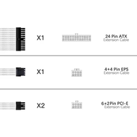 Kabel ekstensi PSU 30cm 18AWG kabel daya 4 Kit Motherboard ATX 24Pin GPU PCI-E 6 + 2Pin 8Pin CPU EPS 4 + 4Pin