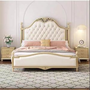 2025 gros européen luxe classique lit doux haut dossier tête de lit en bois chambre <span class=keywords><strong>palais</strong></span> meubles lit doux - Product Image 3