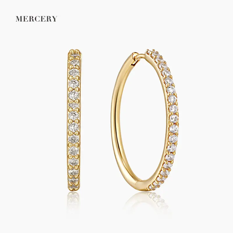 Mercery Fashion Jewelry Luxury 14K Gold Plated Small Dainty Earring Zircon CZ Fine Huggies Clip On Ear Tarnish Free Jewelry