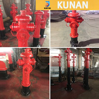 Hydrant d'incendie standard Kunan avec capuchons à chaîne, œillet de levage, revêtement en poudre rouge, type dôme en fonte pour utilisation par les unités de sauvetage