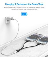 Câble de charge USB C femelle vers double port mâle Type C (uniquement pour la charge, ne peut pas transmettre de données)