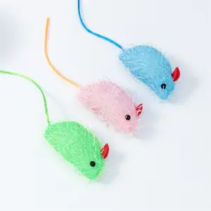 لعبة Ybgai الحلوى الملونة لألعاب الحيوانات الأليفة لعبة الفئران القطيفة التي تتفاعل مع مضغ القط والفأر