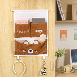 Fleece Canvas <b>Wall</b> <b>Storage</b> Bag Rectangle Multi Pocket Organizer For Keys Notebooks Living Room Student Dormitory Use - Product Image 4
