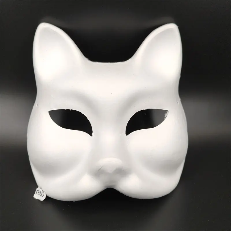 売れ筋ダンス空の白い手描きDIY環境にやさしい紙のフェイスマスク塗装キツネ猫マスクパーティーマスク