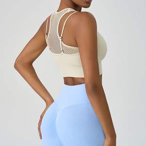 Dames Lichtgewicht T-<span class=keywords><strong>Back</strong></span> Mouwloze Sportoverhemden Halter Vierkante Hals Compressie Workout Crop Tank Tops Met Verwijderbare Pads - Product Image 2